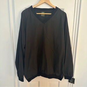 NWT Weatherproof Vintage Pullover Windbreaker Black VNeck Golf Retro 90s Grandpa